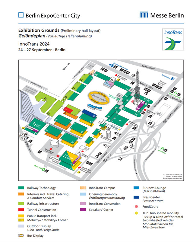 2024年柏林軌道交通展Innotrans展會布局圖