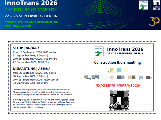 Innotrans布/撤展证 Innotrans布/撤展证